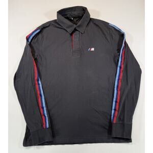 BMW M Stripe Long Sleeve Polo Shirt Mens S Black Motorsport